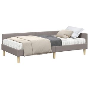 vidaXL Hoekbedframe met Matras met matras 2 pcs Taupe Stof