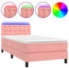 vidaXL Boxspring met matras en LED fluweel roze 100x200 cm