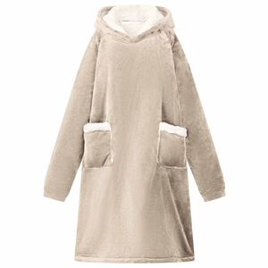 vidaXL Deken hoodie Beige M Fleece en Flanel