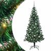 vidaXL Kunstmatig Voorverlicht Kerstboom Groen 210 cm PVC en Metaal