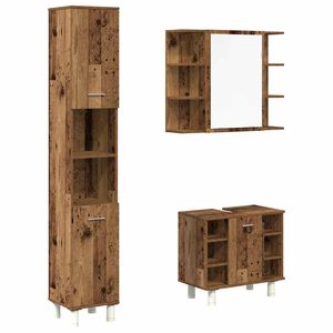 vidaXL 3-delige Badkamermeubelset bewerkt hout oud houtkleurig