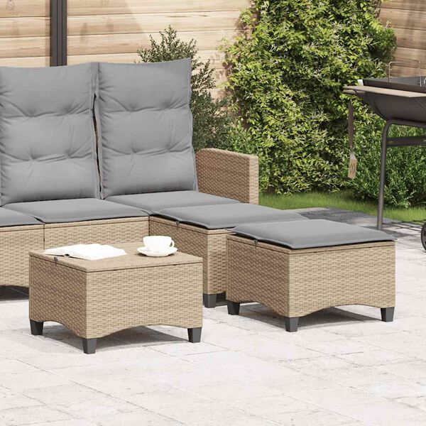 vidaXL Tuinkrukken met kussens 2 st 55x55x36 cm poly rattan beige