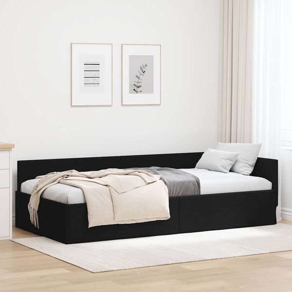 vidaXL Hoekbedframe met hoofdeinde Zwart 90 cm x 200 cm Fluweel