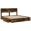 vidaXL Opslag bed met lade Gerookt eiken 180 x 200 cm Bewerkt hout