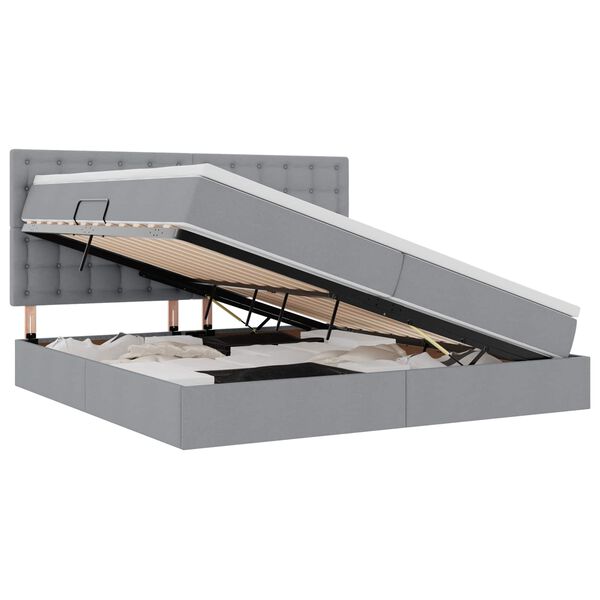 vidaXL Opbergbed met LED met matras Lichtgrijs 200 x 200 cm Polyester