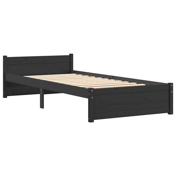 vidaXL Bedframe massief hout zwart 90x190 cm