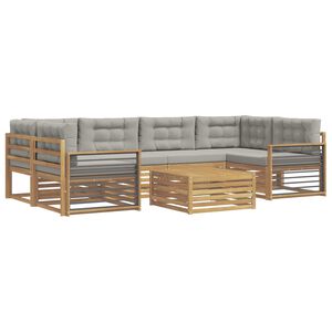 vidaXL Buiten bankenset 7 st Wit en Lichtgrijs Polyester