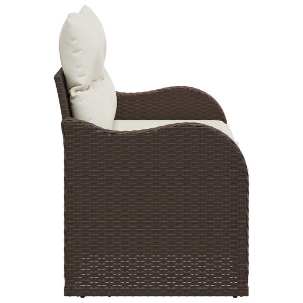 vidaXL Tuinbank met kussen Bruin 121 x 62 x 69cm poly rattan