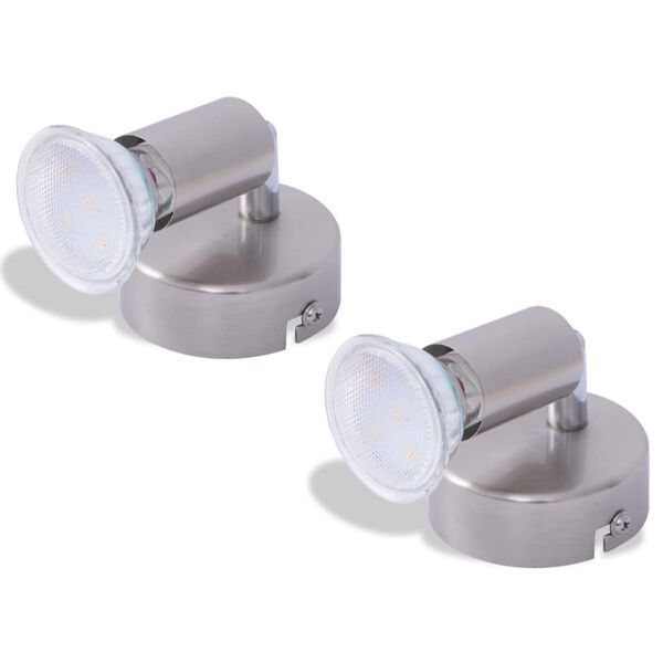 vidaXL wandlamp met 2 led-spotlights satijn nikkel