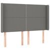 vidaXL Hoofdbord met randen 147x16x118/128 cm stof donkergrijs