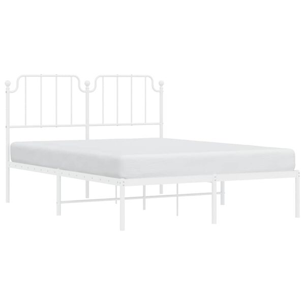 vidaXL Bedframe met hoofdbord metaal wit 150x200 cm