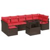 vidaXL Tuin Sofa Set met kussen 8 pcs Bruin en Rood poly rattan