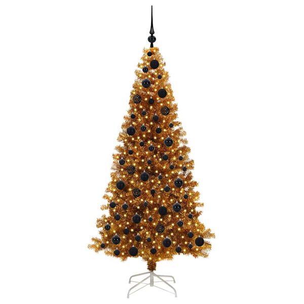 vidaXL Kerstboom met 300 LED met standaard Goud 180 cm PET