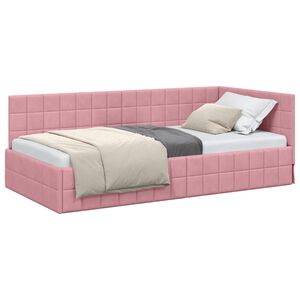 vidaXL Hoekbedframe met hoofdeinde Roze 100 cm x 200 cm Fluweel