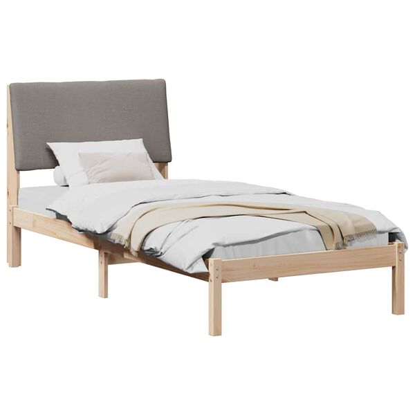 vidaXL Bedframe Bruin en taupe 90 x 200 cm Massief grenenhout