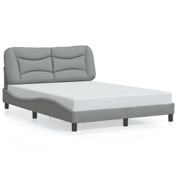 vidaXL Bedframe met LED zonder matras "Hvar" stof 140x190 cm lichtgrijs