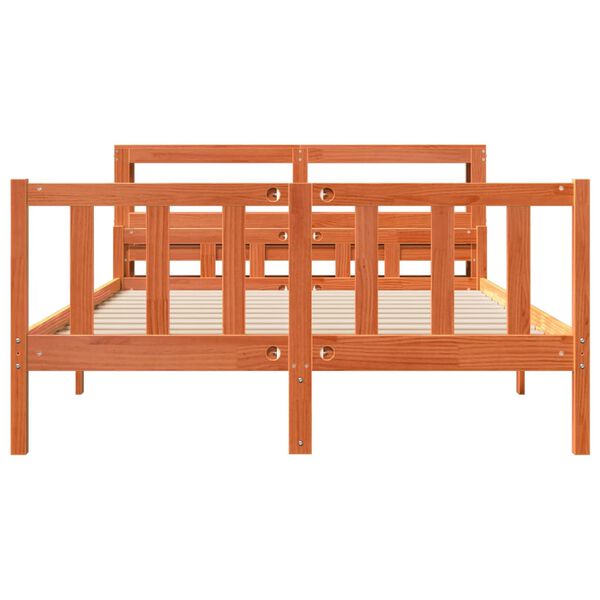vidaXL Bedframe met hoofdbord massief grenenhout wasbruin 160x200 cm