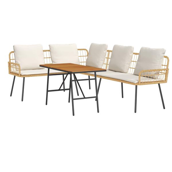 vidaXL Tuinbankenset 2 pcs Beige poly rattan