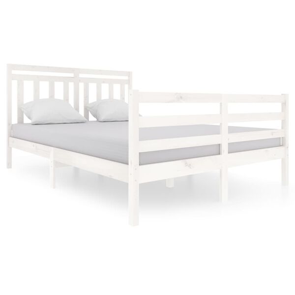 vidaXL Bedframe massief hout wit 140x200 cm
