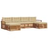 vidaXL Sofa-Sets 6 pcs Natuurlijk en Beige Massief Acaciahout