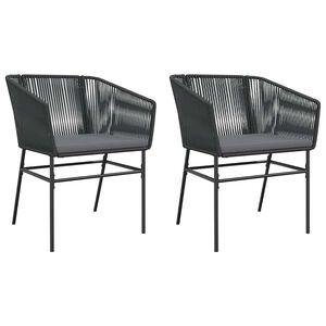 vidaXL Tuinstoelen 2 st met kussens poly rattan zwart