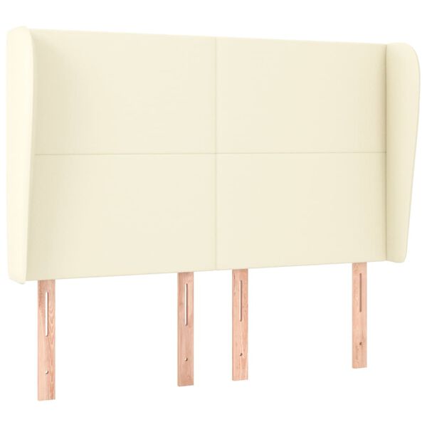 vidaXL Hoofdbord met randen 147x23x118/128 cm kunstleer cr&egrave;mekleurig