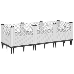 vidaXL Plantenbak met pinnen 123,5x43,5x43,5 cm polypropeen wit