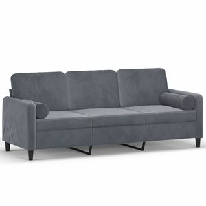 vidaXL Driezitsbank met sierkussens 180 cm fluweel donkergrijs