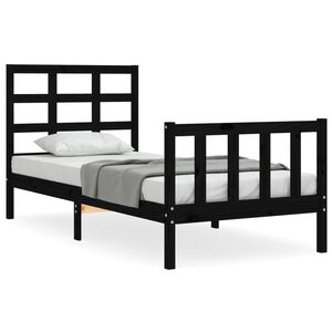 vidaXL Bedframe met hoofdbord massief hout zwart