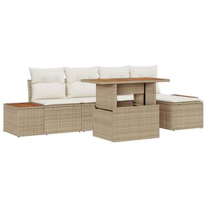 vidaXL Tuin Sofa Set met opslag 6 pcs Beige Poly riet