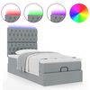 vidaXL Bed poef met matras en LED's 90x200 cm stof lichtgrijs