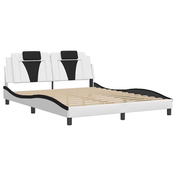 vidaXL Bedframe "Viana" zonder matras kunstleer zwart en wit 160x200 cm