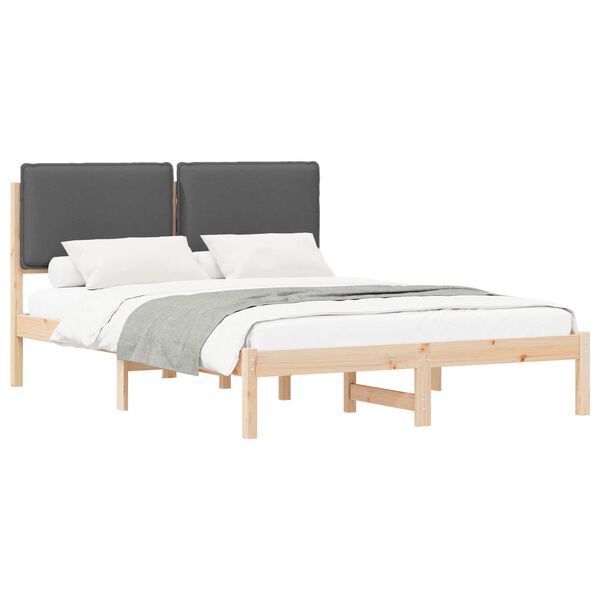 vidaXL Bedframe met Gevoerd Hoofdgedeelte Donkergrijs 140 x 190 cm