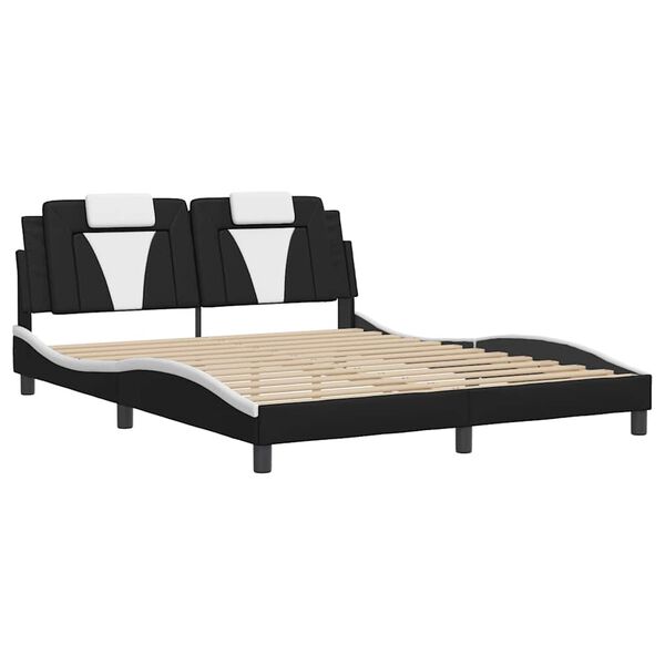 vidaXL Bedframe "Viana" zonder matras kunstleer zwart en wit 160x200 cm