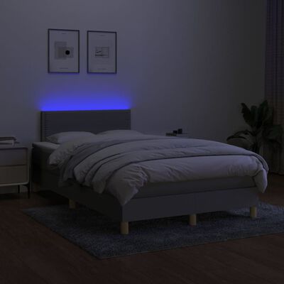 vidaXL Boxspring met matras en LED stof lichtgrijs 120x200 cm