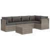 vidaXL 6-delige Loungeset met kussens poly rattan grijs