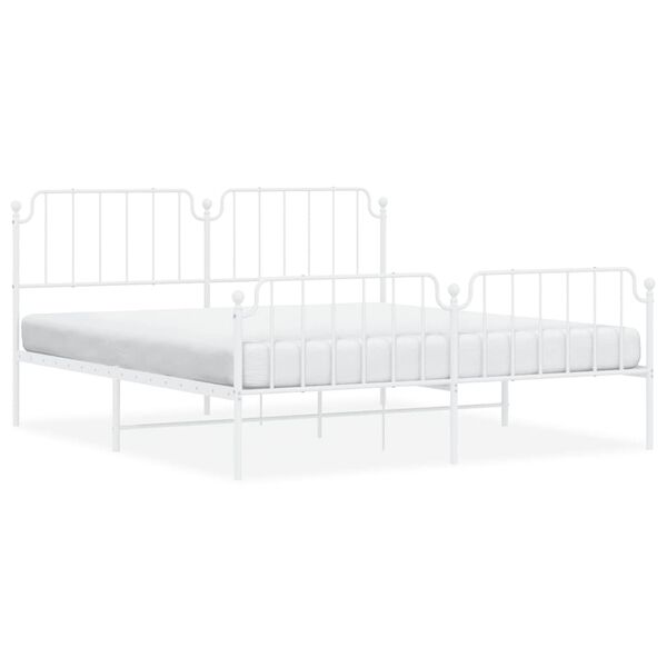 vidaXL Bedframe met hoofd- en voeteneinde&nbsp;metaal wit 183x213 cm
