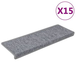 vidaXL Trapmatten 15 st 65x21x4 cm lichtgrijs met rechthoekige rand