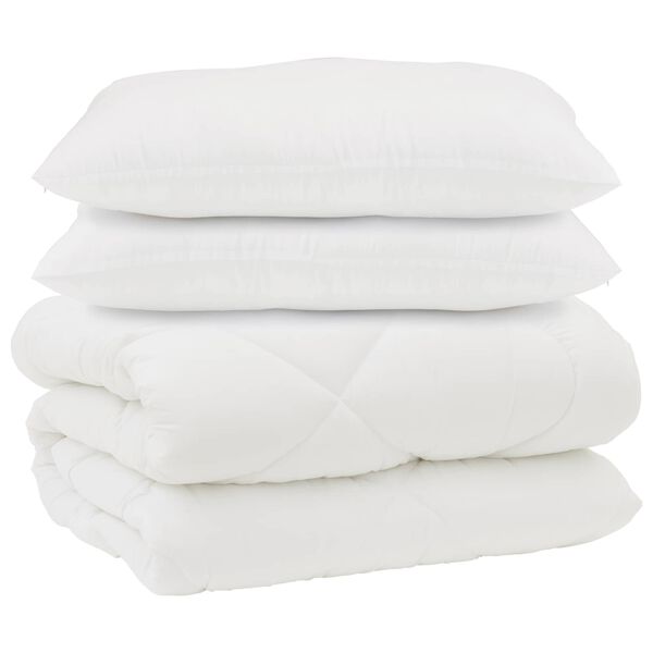 vidaXL Dekbed met Kussens 3 pcs Wit Microfiber en Dons Feather