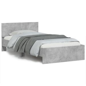 vidaXL Bedframe met hoofdeinde bewerkt hout betongrijs 100x200 cm