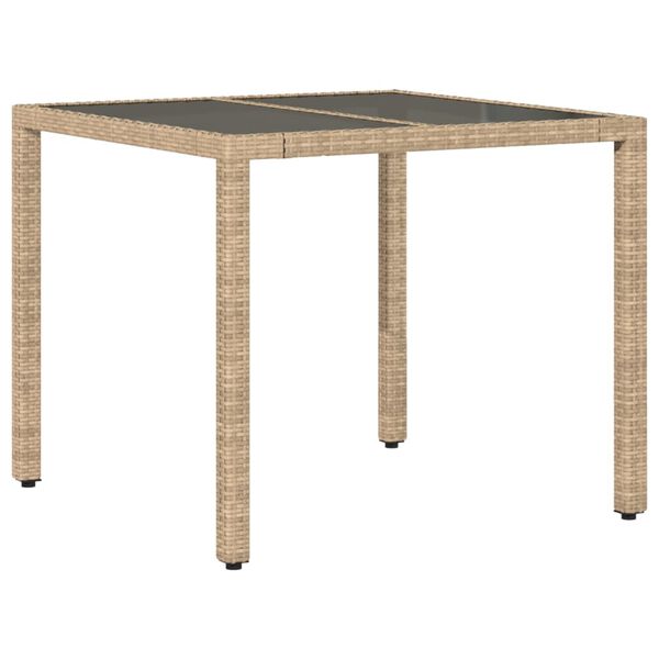 vidaXL 5-delige Tuinset met kussens poly rattan en glas beige