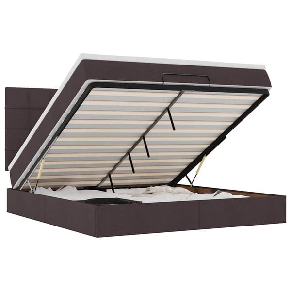 vidaXL Ottoman bed met matras en LED's 180x200cm stof donkerbruin