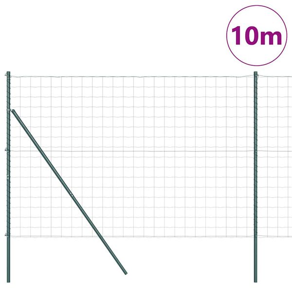 vidaXL Hek met Paal Groen 1,6 x 10 m Staal en PVC