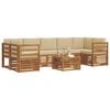 vidaXL Buiten bankenset 8 pcs Natuurlijk en Beige Massief Acaciahout