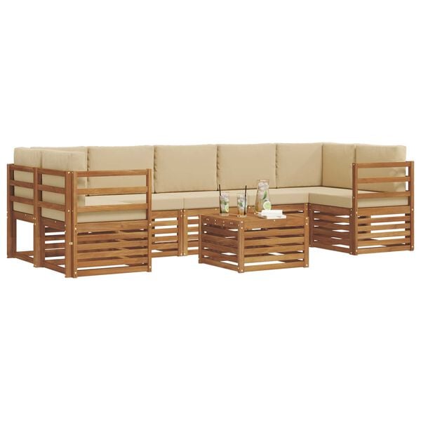 vidaXL Buiten bankenset 8 pcs Natuurlijk en Beige Massief Acaciahout