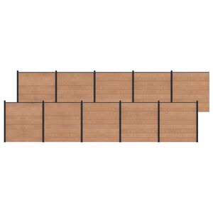 vidaXL Hek set 10 pcs 1737 x 186 cm WPC en Aluminium Bruin