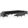 vidaXL 10-delige Loungeset met kussens poly rattan donkergrijs
