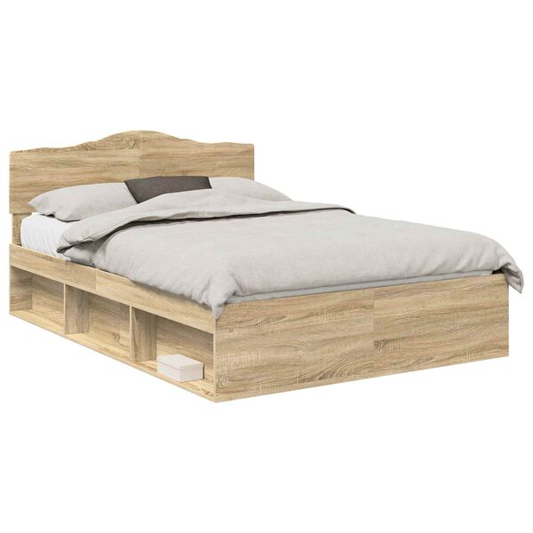 vidaXL Bedframe met hoofdeinde Sonoma 140 x 200 cm Massief grenenhout