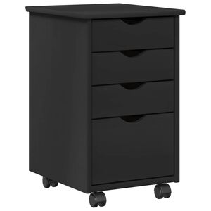 vidaXL Rolling Kast met wiel Zwart 34 x 39 x 56 cm Massief grenenhout