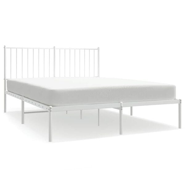 vidaXL Bedframe met hoofdbord metaal wit 140x200 cm